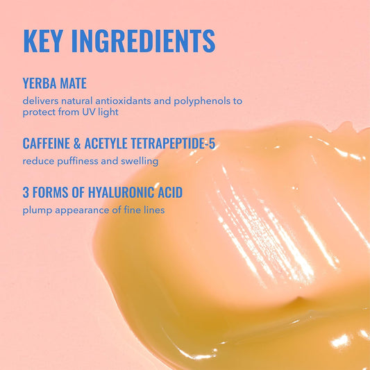 Good Molecules Yerba Mate Wake Up Eye Gel - Hydrating Under Eye Gel Cream with Hyaluronic Acid and Caffeine - Target Dark Circles and Puffiness -