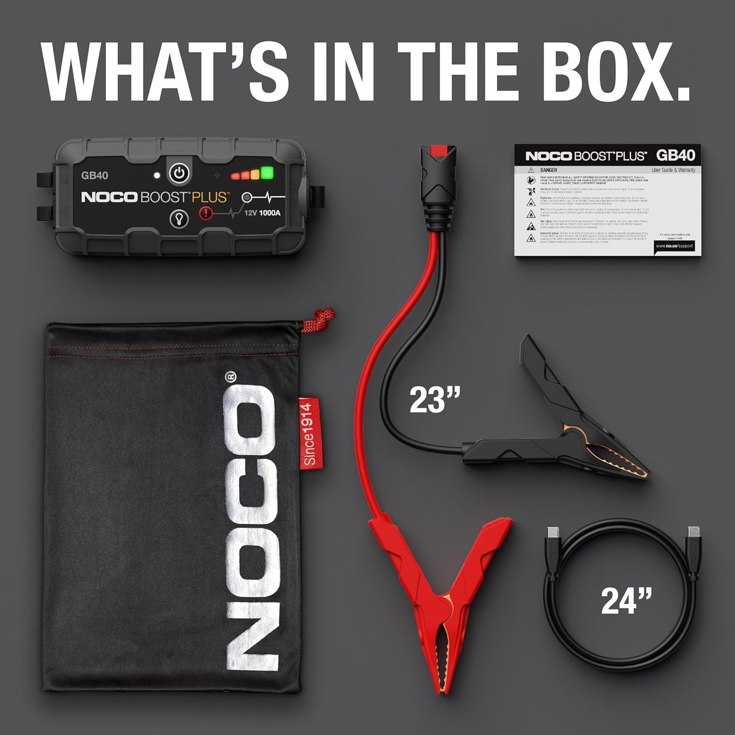 NOCO Boost GB40: 1000A UltraSafe Jump Starter 12V Lithium Battery Booster Pack, Portable Jump