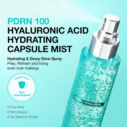 ANUA PDRN Collagen Glow Facial Serum Spray, Hydrating Face Mist, Hyaluronic Acid, dewy glass finish, All Skin Types, Instant Plumping
