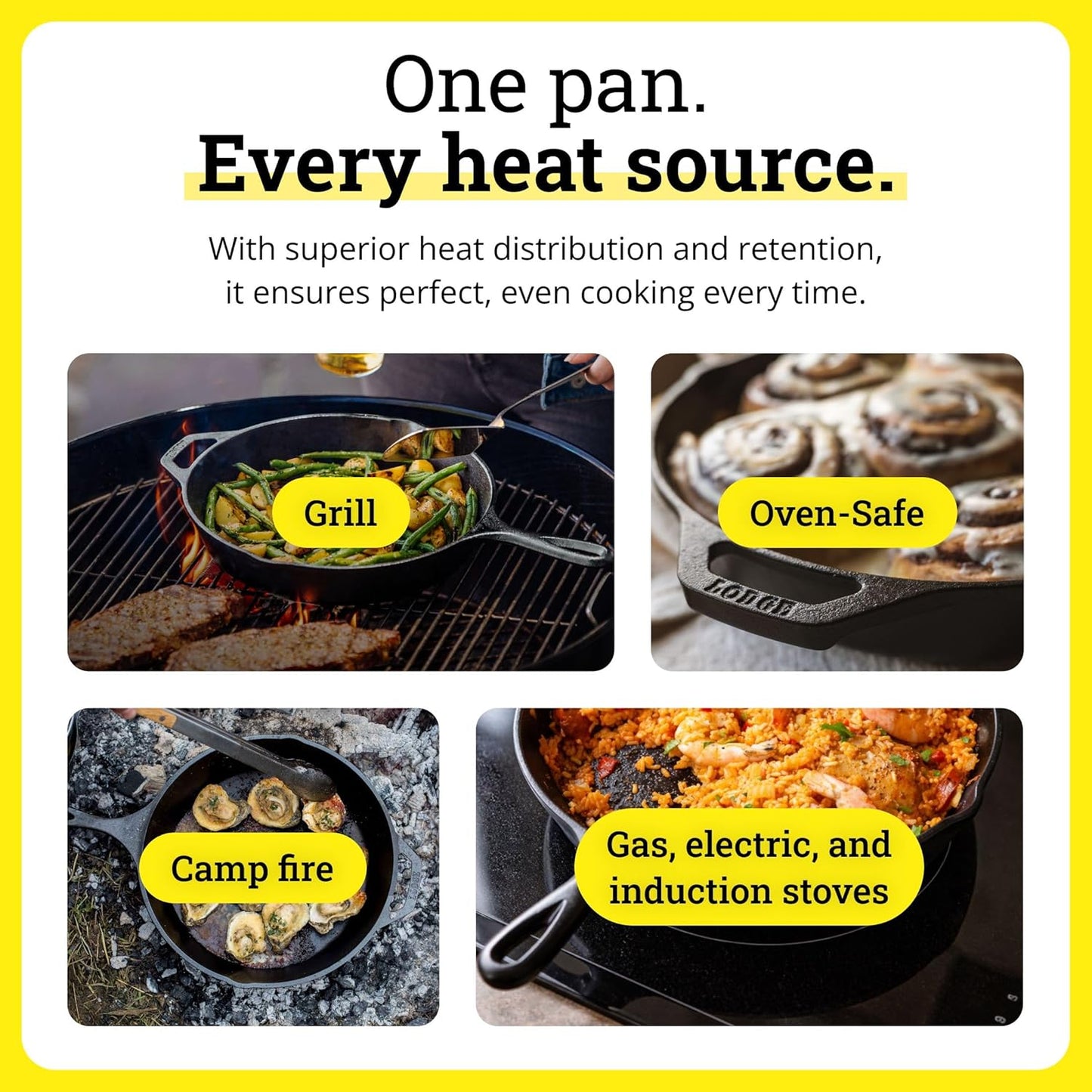 Lodge Seasoned Cast Iron Skillet - PFAS-Free, Non-Toxic Cookware - Use with an Oven, Stove