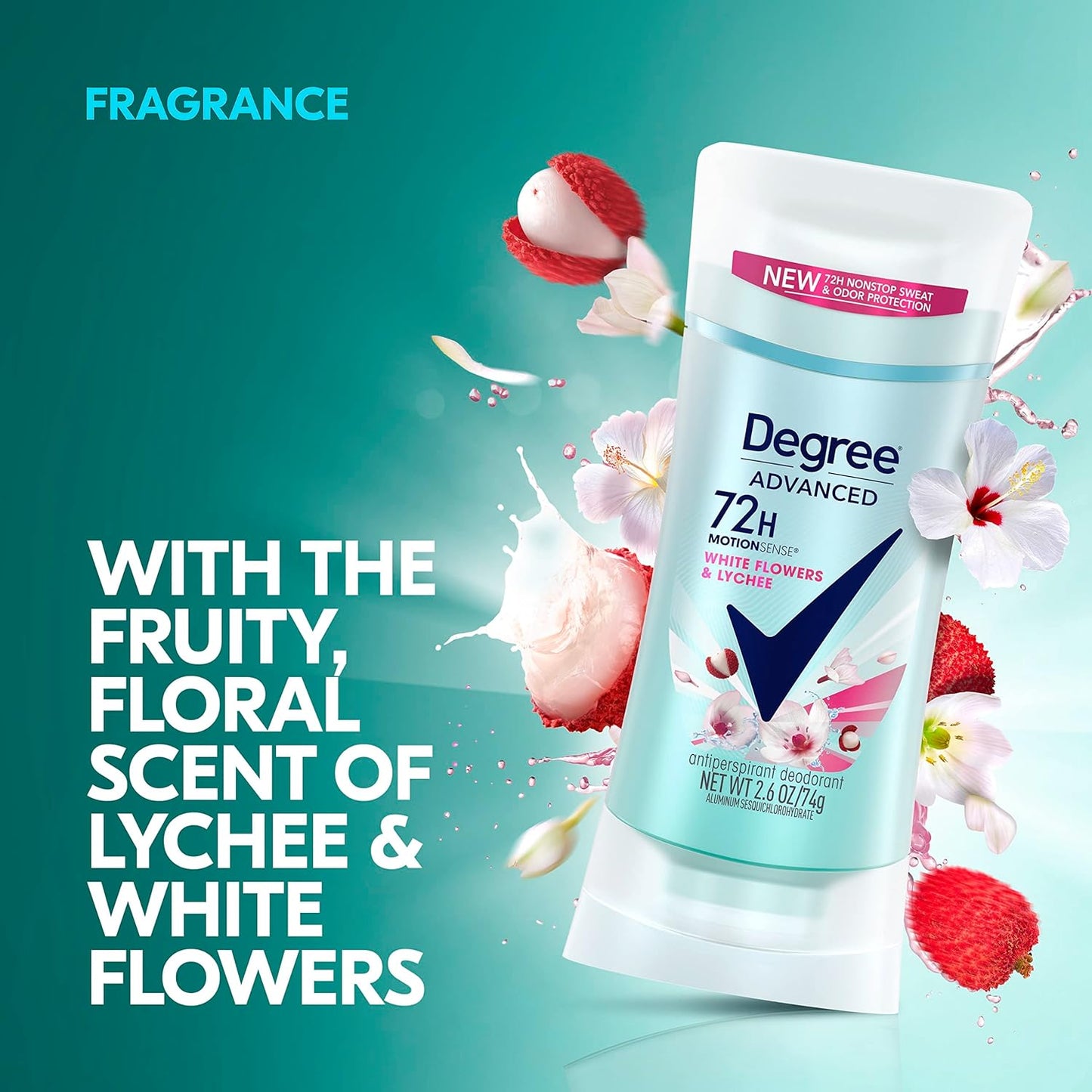 Degree Advanced Protection Antiperspirant Deodorant White Flowers & Lychee for 72-Hour Sweat & Odor Control for