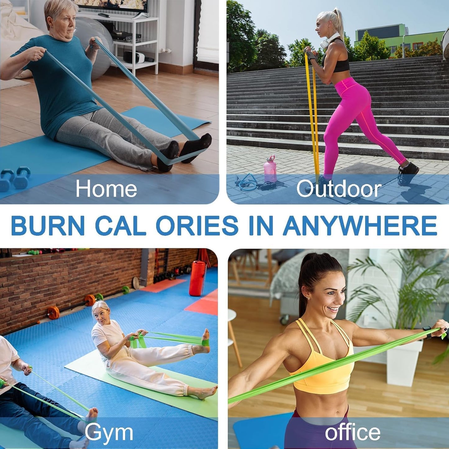 Lianjindun 5 Pcs Professional Resistance Bands. Latex-Free, Pilates Band, Work Out Bands, Stretch Bands for Working Out Women or