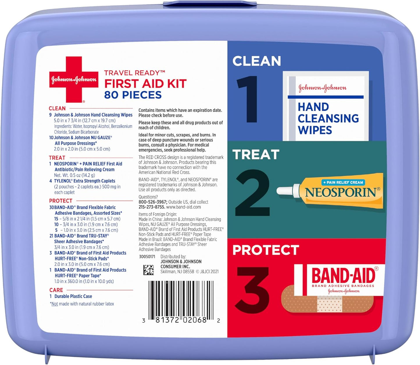 BAND-AID Brand Travel Ready Portable Emergency First Aid Kit for Minor Wound Care, Perfect for Home, Car