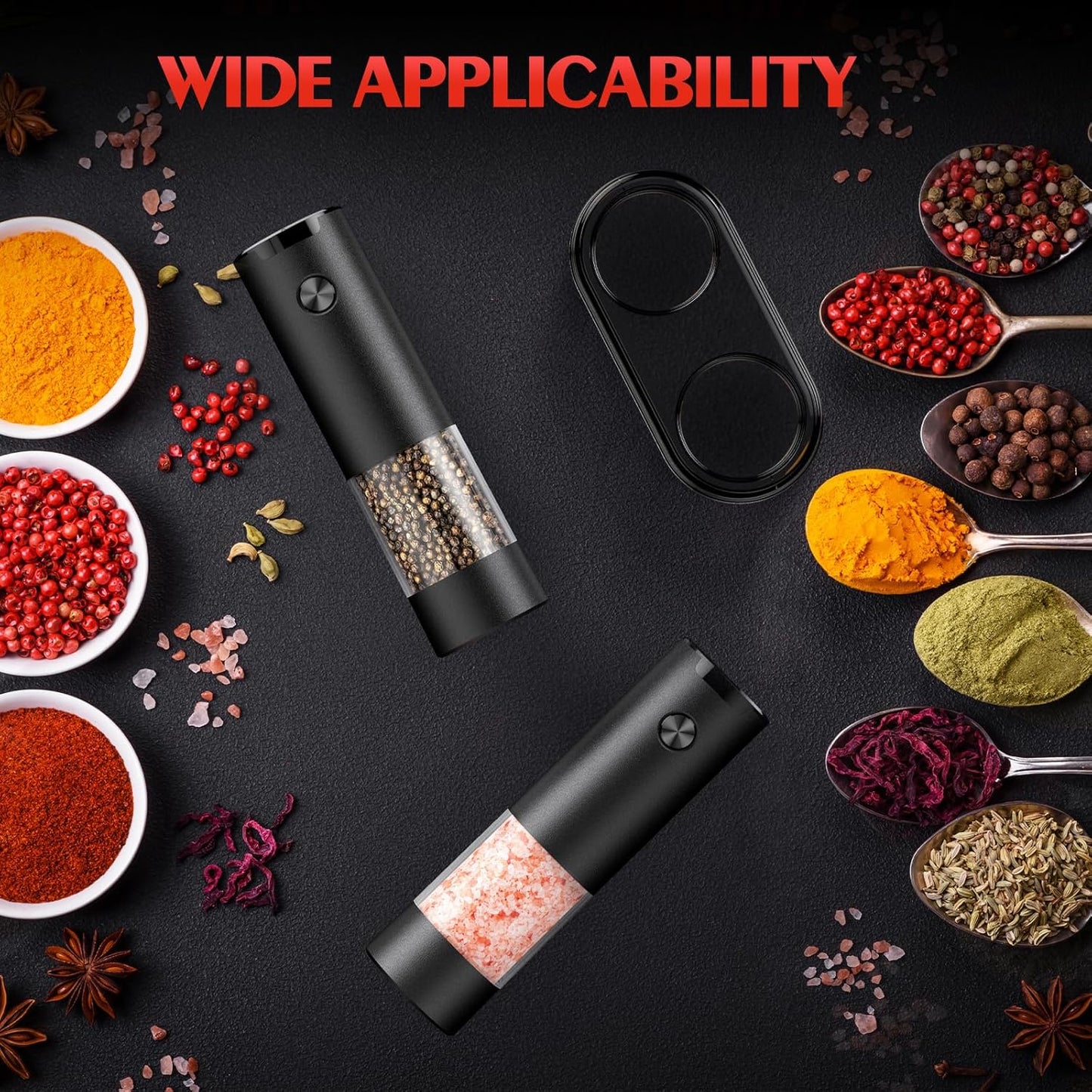Electric Salt and Pepper Grinder Set Automatic Battery Pepper Mill Shakers Adjustable Coarseness Upgraded Larger Capacity with Led Home and Kitchen