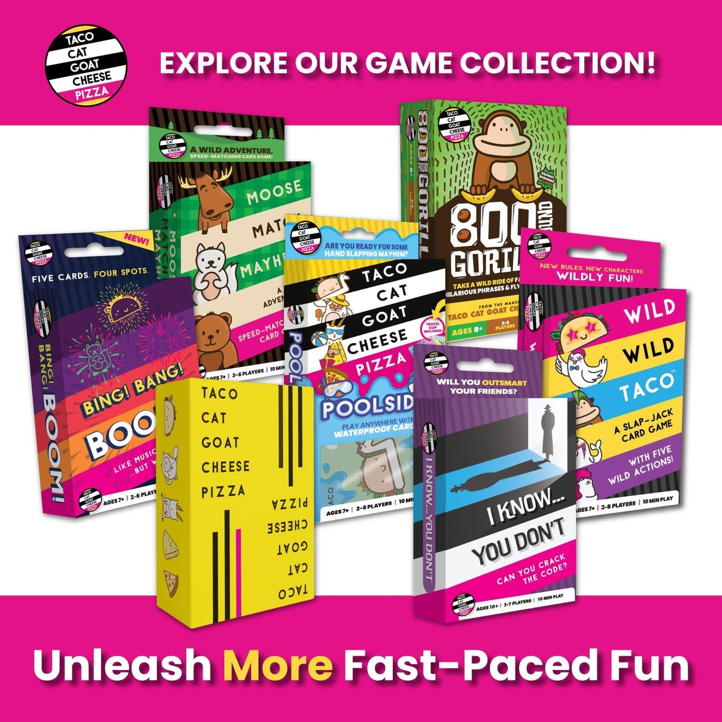Taco Cat Goat Cheese Pizza Wildly Entertaining Card Game for Family and Group Game Night, Easy to Learn and Play with 10-15 Minute