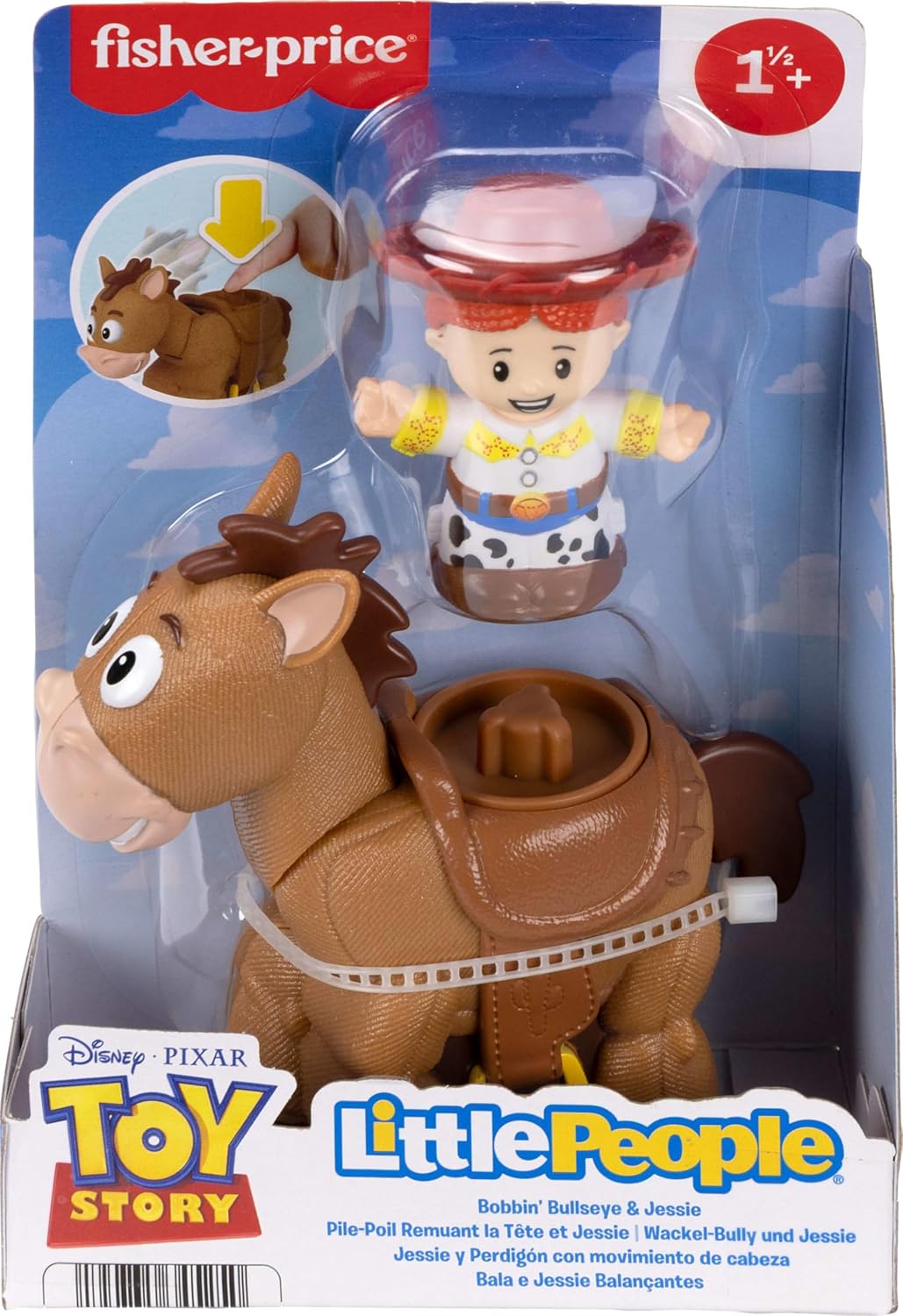Fisher-Price Little People Toddler Toys Disney Pixar Toy Story Bobbin Bullseye Horse & Jessie Figures for Pretend Play Kids Ages 18+ Months