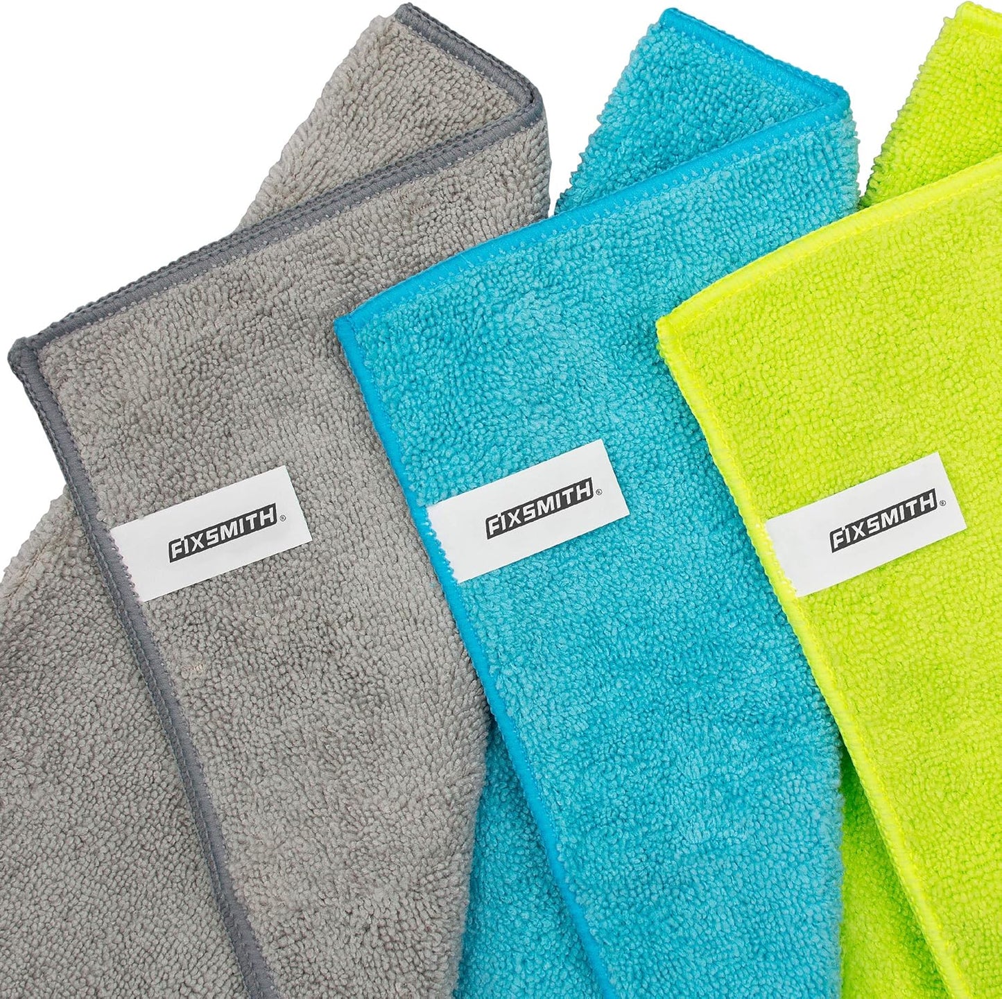 FIXSMITH Microfiber Cleaning Cloth - Pack of 8, Size: 12 x 16 in, Multi-Functional Cleaning Towels, Highly Absorbent Cleaning Rags