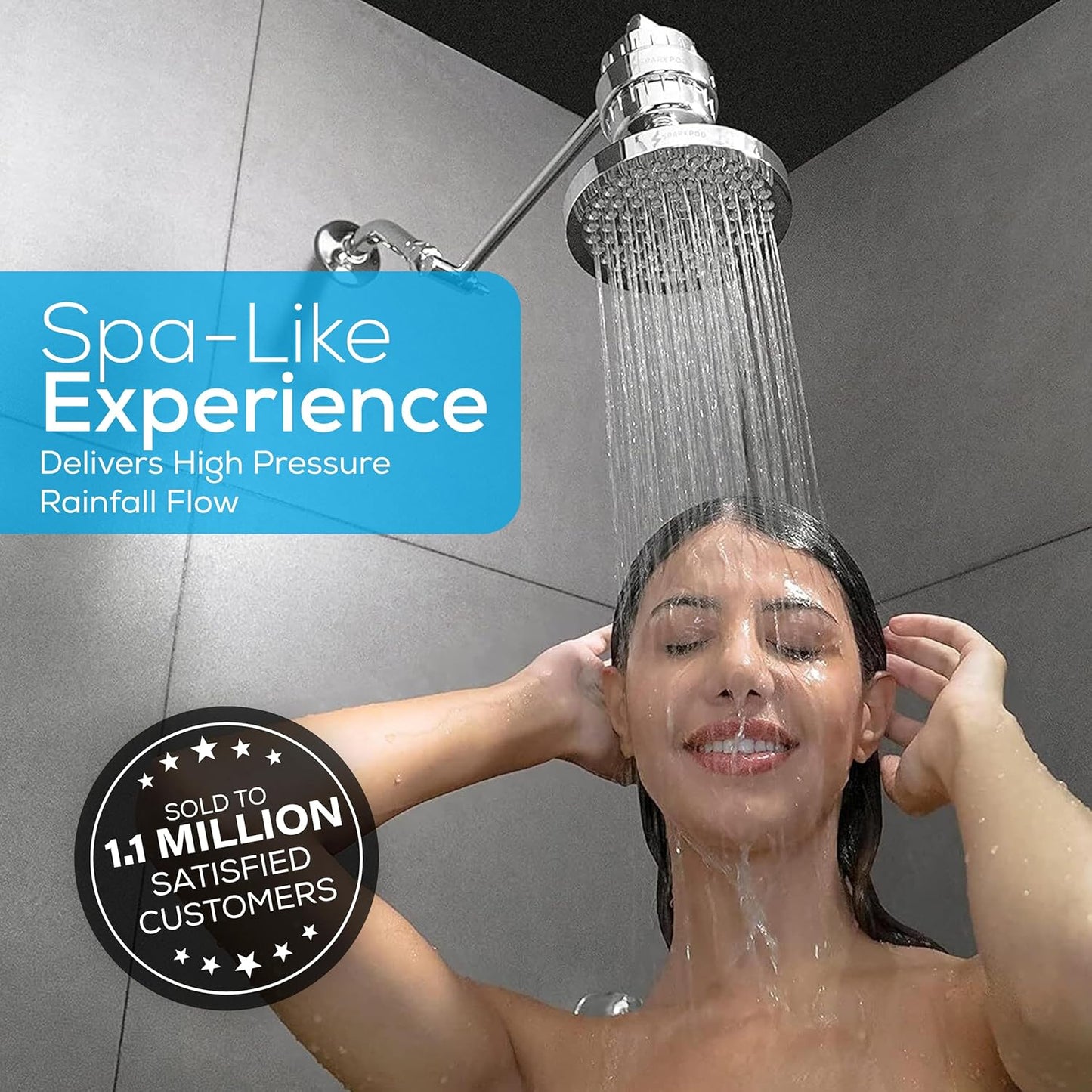 SparkPod Shower Head - High Pressure Rain - Premium Quality Luxury Design - Easy Clean Adjustable Replacement for Your Bathroom Shower Heads (Luxury
