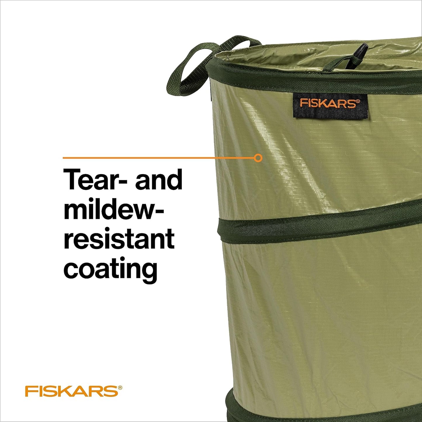 Fiskars Kangaroo Collapsible Spring Up Garden Bag for Yard Waste, Grass, Branches & Weeds, Tear & Mildew Resistant Vinyl-Coated