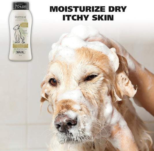 Wahl USA Dry Skin & Itch Relief Pet Shampoo for Dogs Oatmeal Formula with Coconut Lime Verbena Scent & Pet Friendly Formula, 24 Oz - Model 820004A