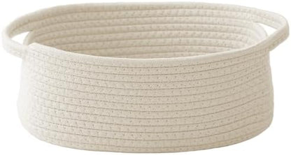 JMvicyroam Woven Basket,Small Rope Storage Bin with Handles & Ribbon Bag, Organizer for Shelves Closets,Gift Basket Empty for Birthday,Books,Dog