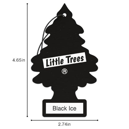 LITTLE TREES Car Air Freshener, Hanging Tree Provides Long Lasting Scent for Auto and Home, Black Ice, 24 Air Fresheners
