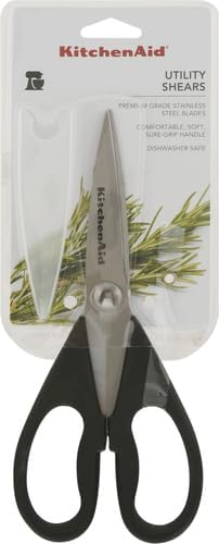 KitchenAid All Purpose Kitchen Shears with Protective Sheath Durable Stainless Steel Scissors, Dishwasher Safe, Soft Grip Comfort Handle, 8.72