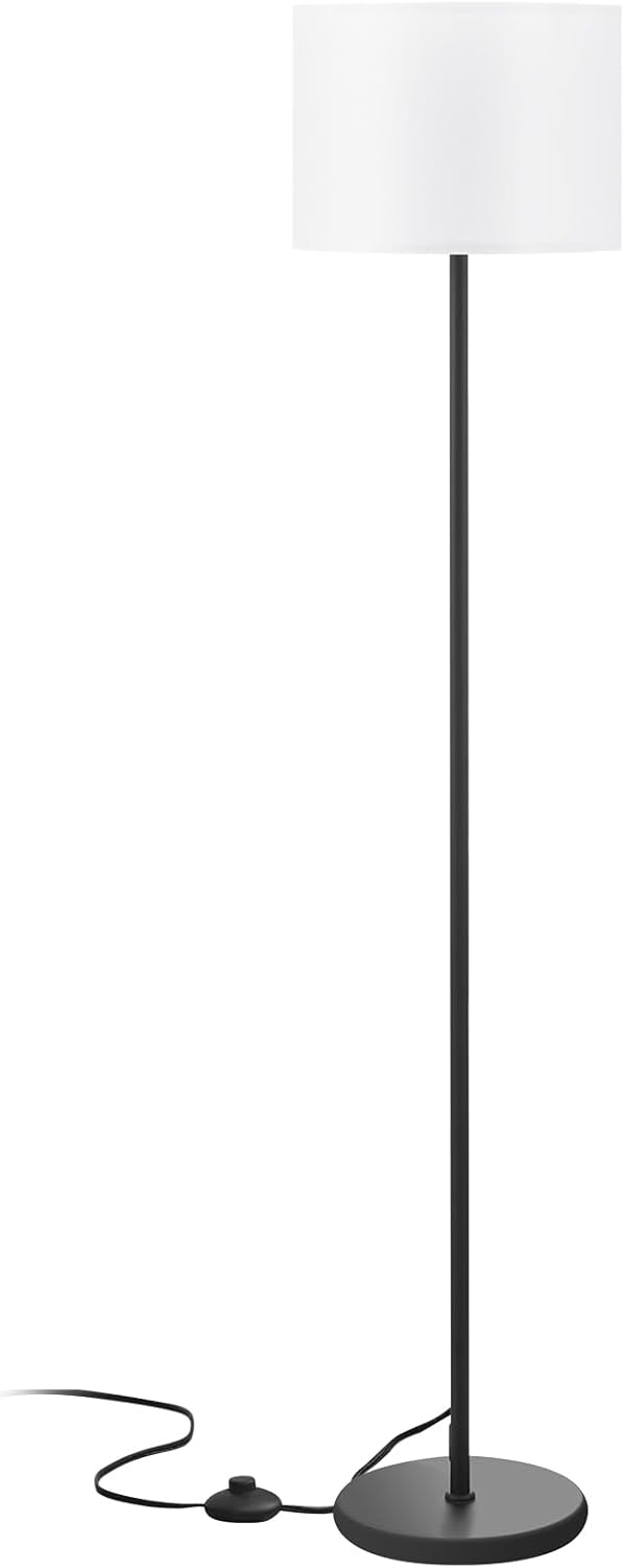 Modern Floor Lamp Simple Design with White Shade, Foot Pedal Switch, 60" Small Tall Lamps for Living Room Bedroom Office Dining Room