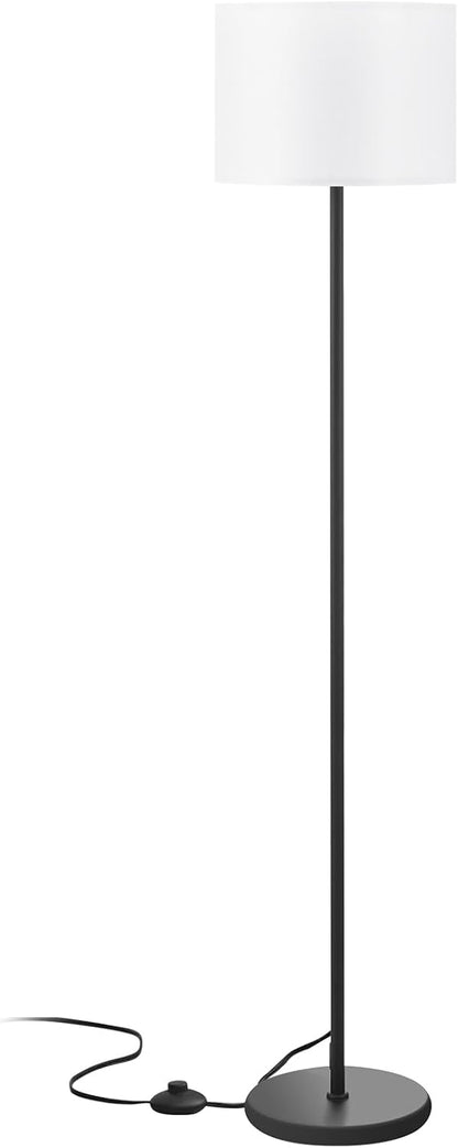 Modern Floor Lamp Simple Design with White Shade, Foot Pedal Switch, 60" Small Tall Lamps for Living Room Bedroom Office Dining Room