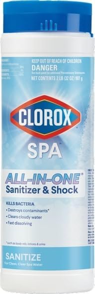 Clorox Pool&Spa Spa Water All-in-One Sanitizer & Shock, Destroys Contaminants, Clears Cloudy Water, 2LB