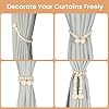 KLOGTSIND Magnetic Curtain Tiebacks, Curtain Holdbacks for Curtains 2 Pack, Wood Bead Curtain Holders for Boho Bedroom Decor, Baby Nursery