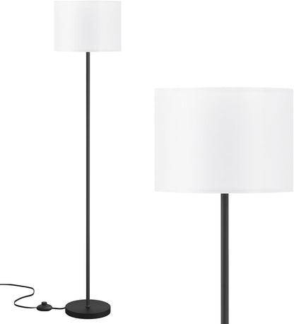 Modern Floor Lamp Simple Design with White Shade, Foot Pedal Switch, 60" Small Tall Lamps for Living Room Bedroom Office Dining Room