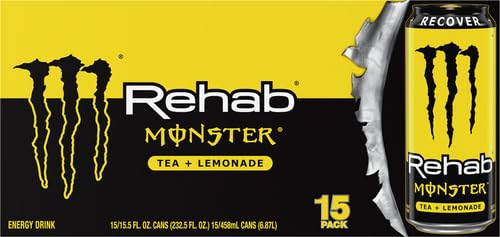 Monster Rehab Tea + Lemonade + Energy, Energy Drink 15.5 Ounce, Energy Iced Tea5