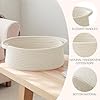 JMvicyroam Woven Basket,Small Rope Storage Bin with Handles & Ribbon Bag, Organizer for Shelves Closets,Gift Basket Empty for Birthday,Books,Dog
