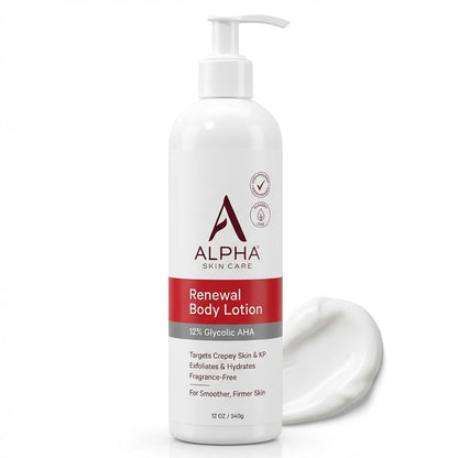 Alpha Skin Care Revitalizing Body Lotion, 12% Glycolic AHA, Simple & Effective Daily Moisturizer with Alpha Hydroxy