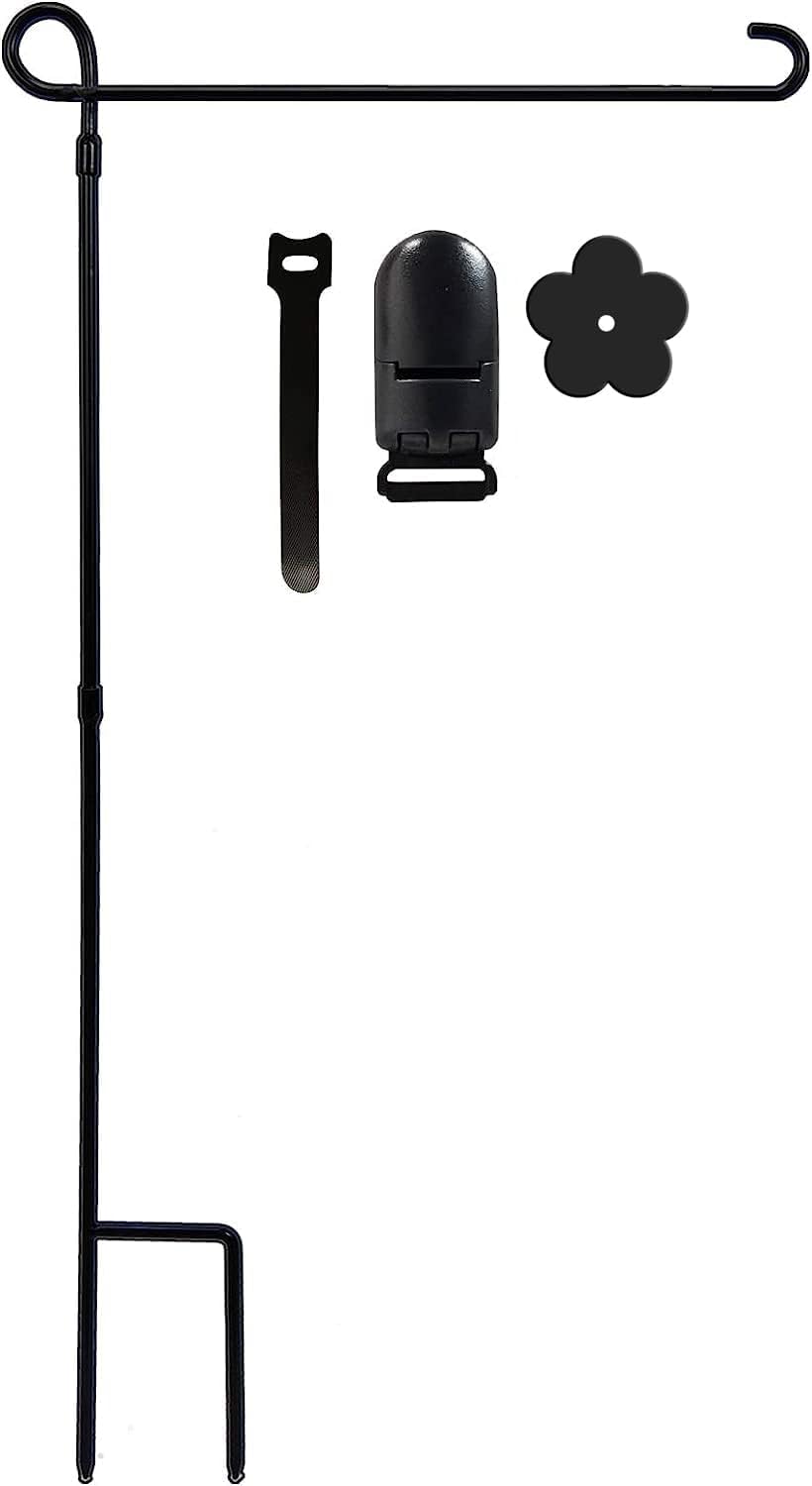YEAHOME Garden Flag Holder Stand, Premium Yard Flag Holder Weather-Proof Metal Powder-Coated Flagpole with Clip and Stopper for Christmas Garden