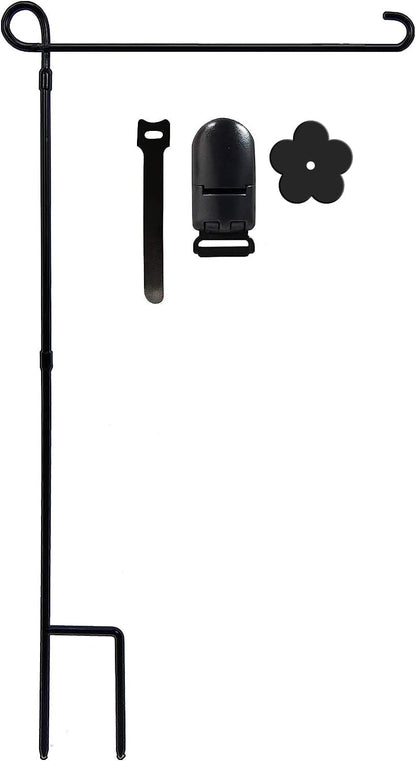 YEAHOME Garden Flag Holder Stand, Premium Yard Flag Holder Weather-Proof Metal Powder-Coated Flagpole with Clip and Stopper for Christmas Garden