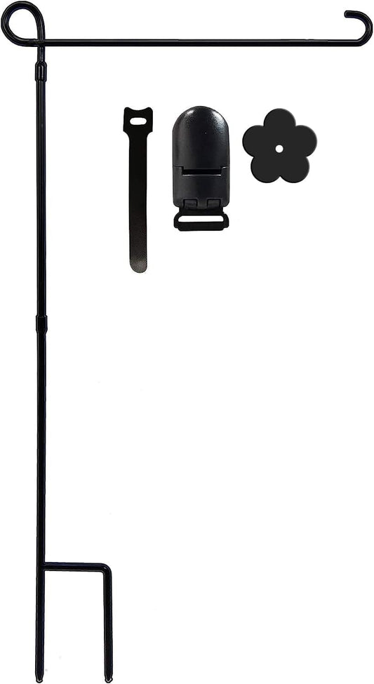 YEAHOME Garden Flag Holder Stand, Premium Yard Flag Holder Weather-Proof Metal Powder-Coated Flagpole with Clip and Stopper for Christmas Garden