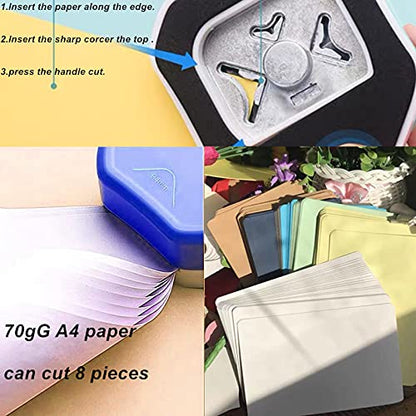 QIQQIKIN Paper Corner Rounder 3 in 1 R4mm+R7mm+R10mm Punches for Crafts Cutter Envelope Punch Board Hole Puncher Laminate, DIY Projects, Photo