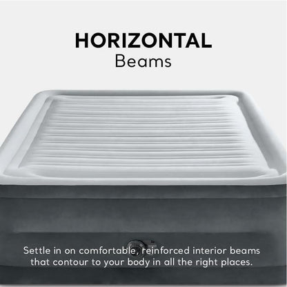Intex 64417ED 22in Queen Dura-Beam Comfort Plush High-Rise Inflatable Air Mattress with Built in Pump for Travel and Camping, 600lb Weight Capacity