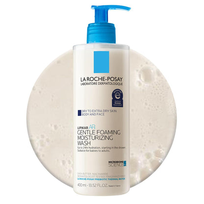 La Roche-Posay Lipikar AP+ Gentle Foaming Moisturizing Wash, Shea Butter + Niacinamide + Glycerin, Moisturizing Body Wash For Dry