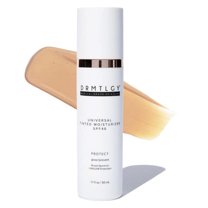 DRMTLGY Universal Tinted Moisturizer SPF 46 Hydrating Dewy Tinted Sunscreen for Face with Zinc Oxide & Octinoxate Niacinamide & Hyaluronic Acid Broad