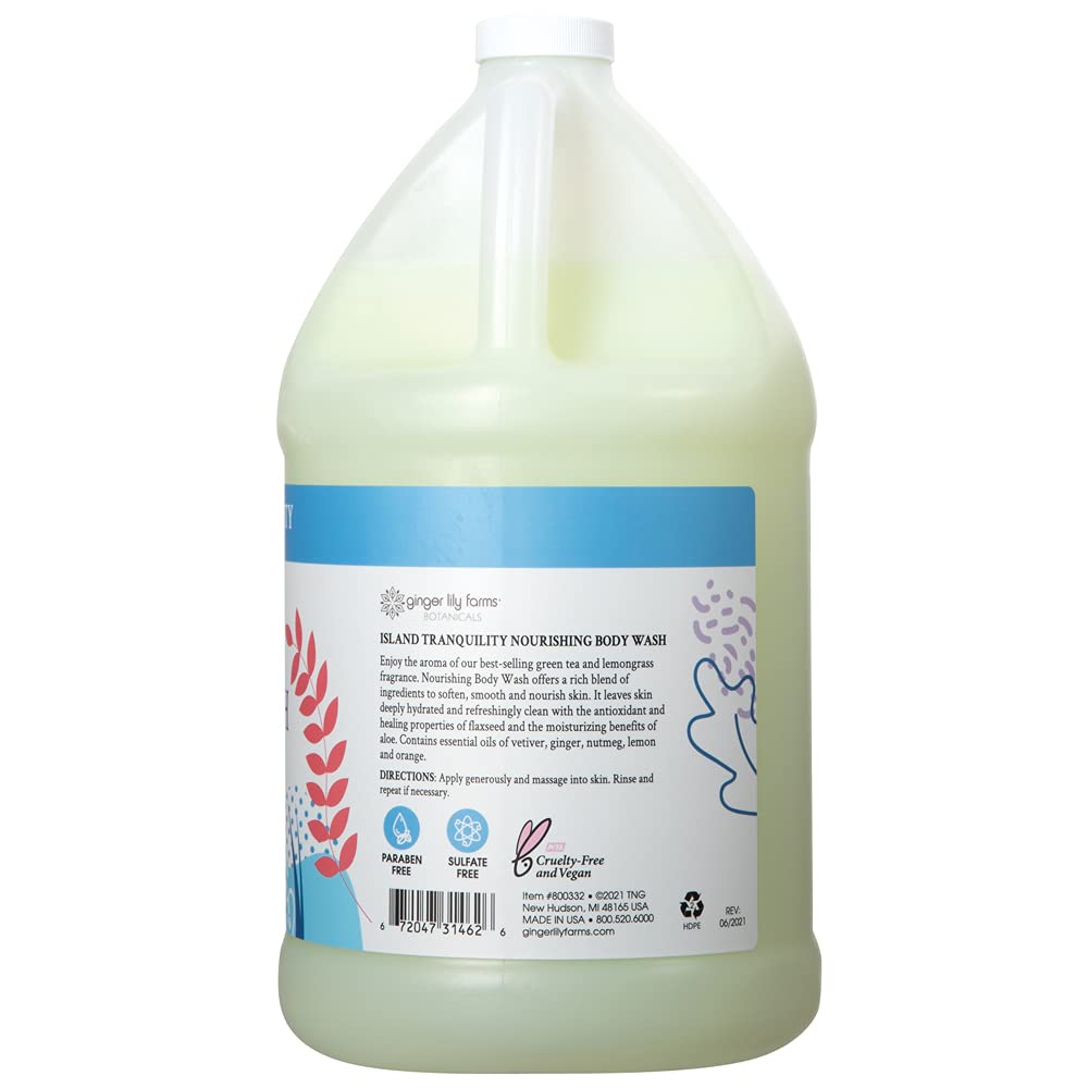 Ginger Lily Farms Botanicals Nourishing Body Wash, Island Tranquility, 100% Vegan & Cruelty-Free, Green Tea Lemongrass