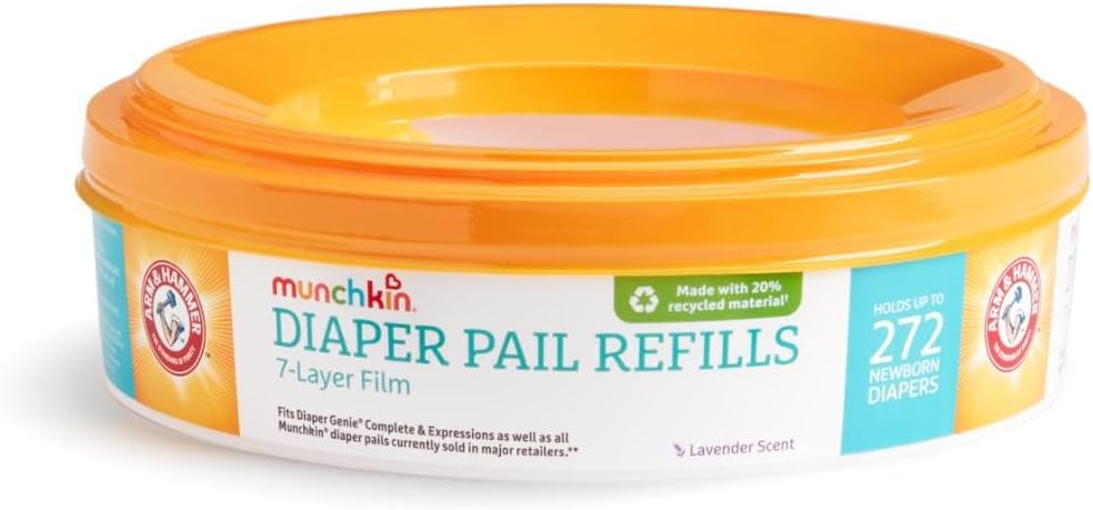 Munchkin Arm & Hammer Diaper Pail Refill Rings, Holds up to 544 Newborn Diapers, 2 Pack