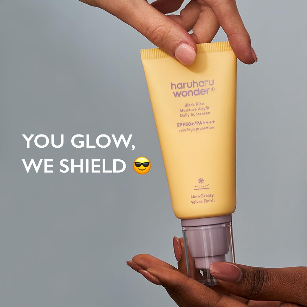 Haruharu Wonder Black Rice Moisture Airyfit Daily Sunscreen 1.69fl.oz - Velvet Finish, No White Cast, Hydrating, Moisturizing, Korean Skin