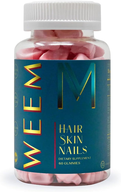 WEEM Hair Skin and Nails Gummies - Supports Healthy Hair - Vegan biotin Vitamins for Women & Men Supports Faster Hair Growth, Stronger