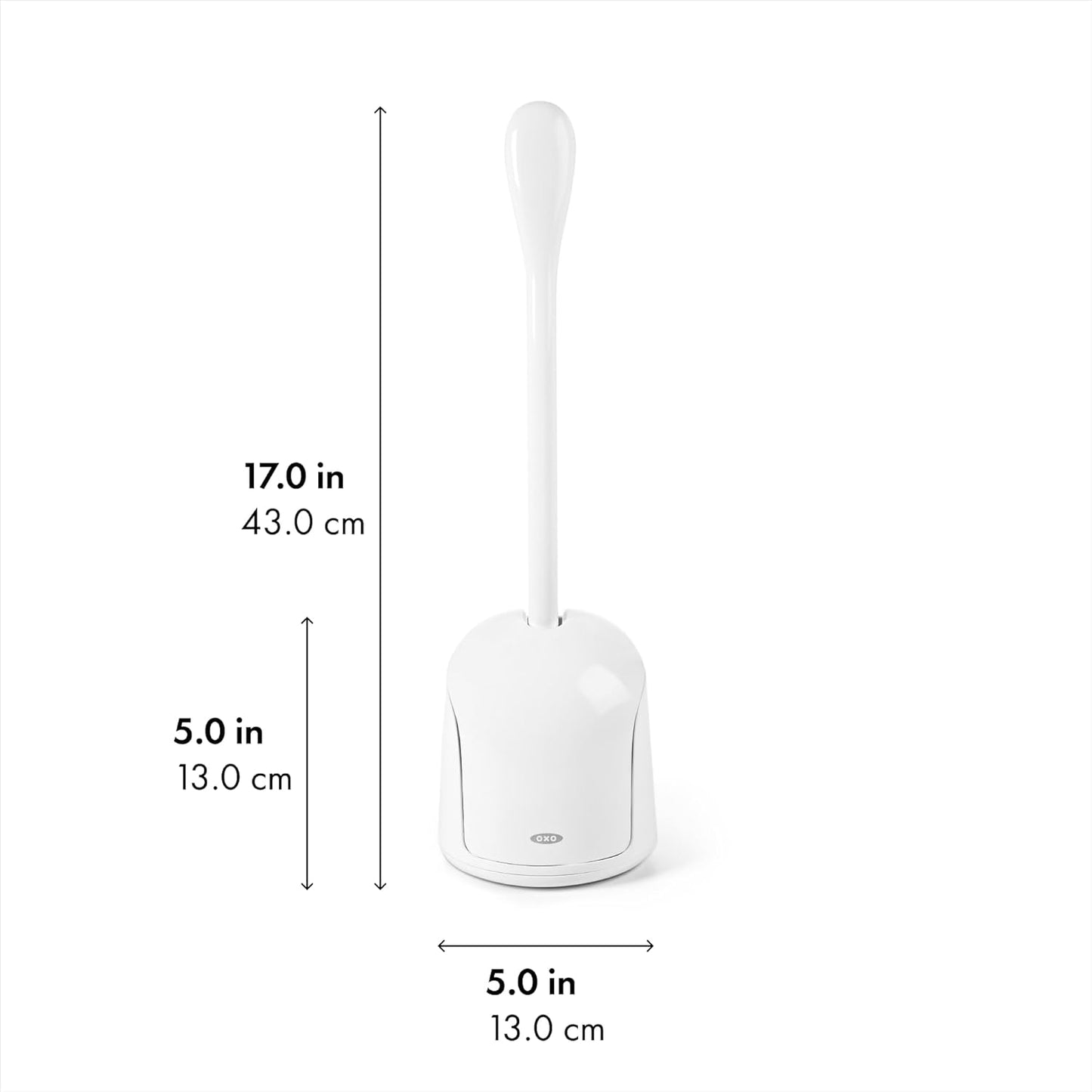 OXO Good Grips Compact Toilet Brush & Canister, Toilet Bowl Brush and Holder with Automatic Canister