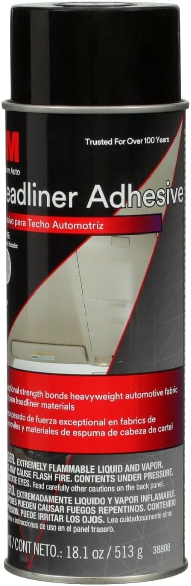 3M Headliner & Fabric Adhesive, 18.1 oz., Exceptional Strength Bonds Heavyweight Automotive Fabrics to Metal Surfaces, For Bonding Headlines
