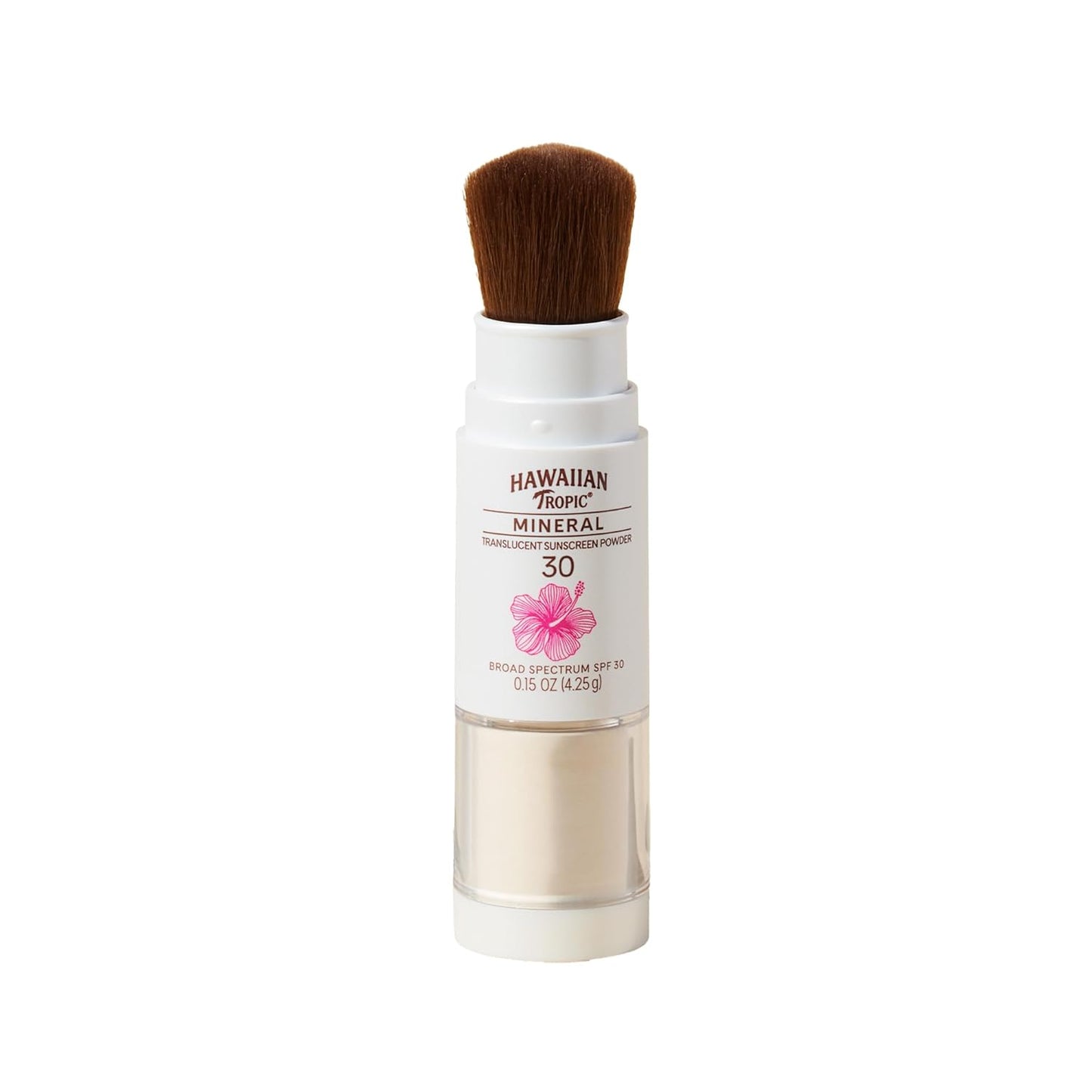 Hawaiian Tropic Mineral Powder Sunscreen Brush SPF 30, Beach Essentials, Zinc Oxide Mineral Sunscreen Powder SPF, Face Sunblock Travel