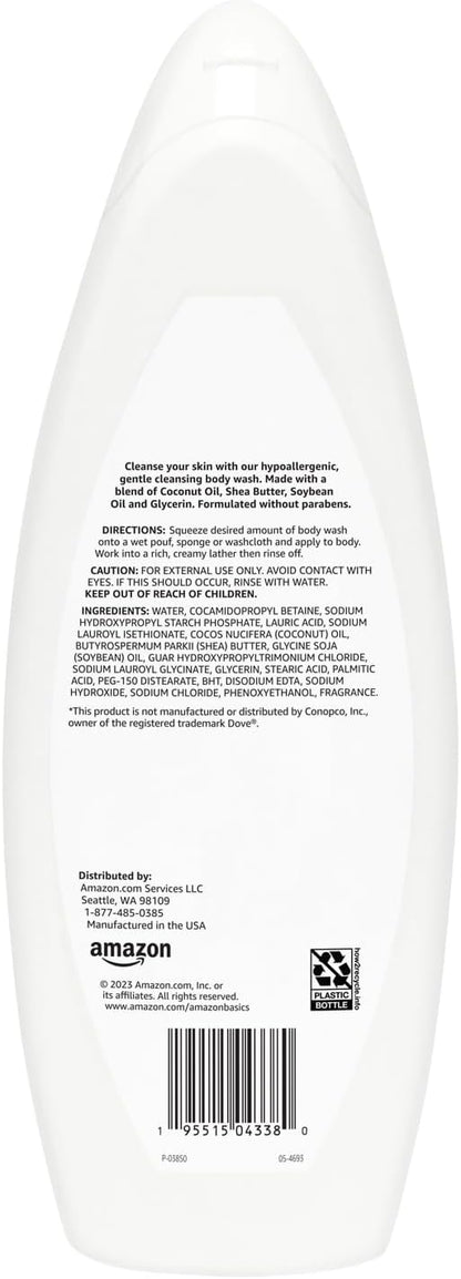Amazon Basics Hypoallergenic Body Wash for Sensitive Skin, Creamy Lather, Paraben Free, 22 fl oz (1-Pack)
