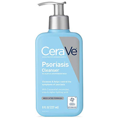 CeraVe Cleanser for Psoriasis Treatment, With Salicylic Acid for Dry Skin Itch Relief & Latic Acid for Exfoliation, Fragrance Free & Allergy