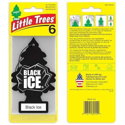 LITTLE TREES Car Air Freshener, Hanging Tree Provides Long Lasting Scent for Auto and Home, Black Ice, 24 Air Fresheners