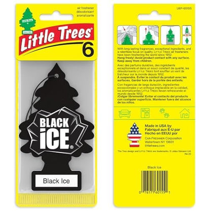 LITTLE TREES Car Air Freshener, Hanging Tree Provides Long Lasting Scent for Auto and Home, Black Ice, 24 Air Fresheners