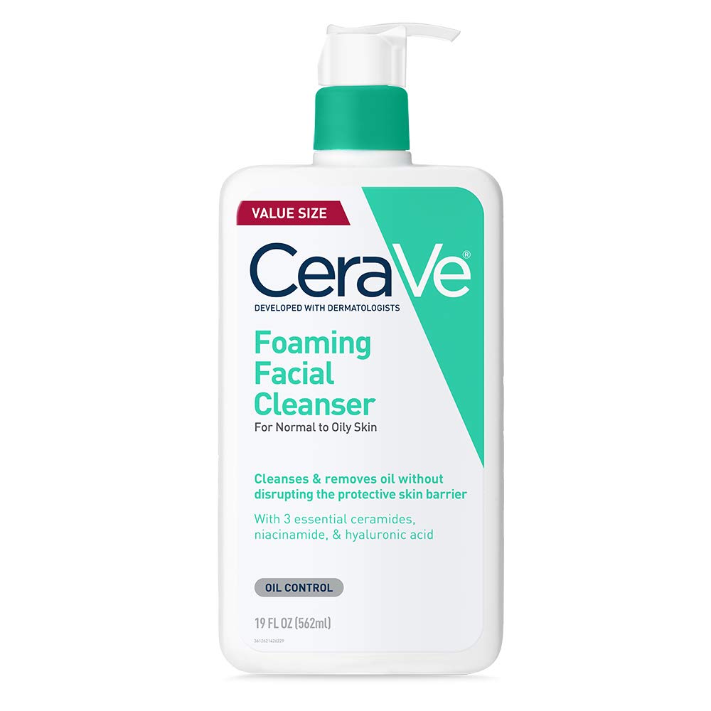 CeraVe Foaming Facial Cleanser, Daily Face Wash for Oily Skin, Hyaluronic Acid + Ceramides + Niacinamide, Fragrance Free & Paraben