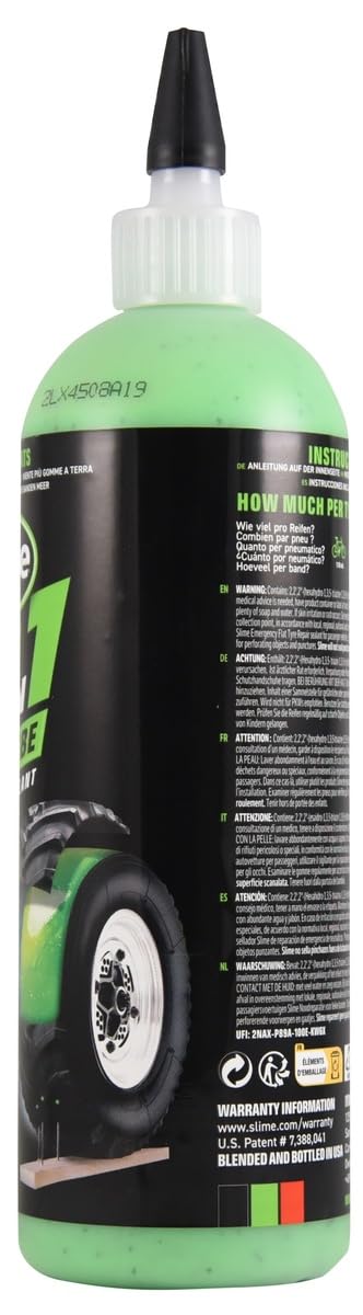 Slime 10193 Tire and Tube Sealant Puncture Repair Sealant, 2-in-1, Premium, Prevent and Repair, Suitable for Non-Highway Tires and Tubes