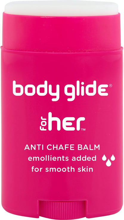 Body Glide For Her Anti Chafe Balm, Chafing stick with added emollients, Great for dry, sensitive skin and/or sensitive areas, Use on chest