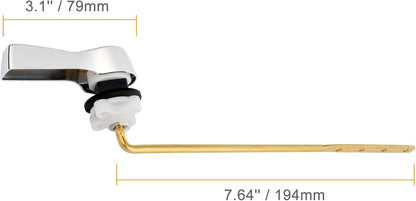 Hibbent Universal Metal Front Mount Toilet Handle Replacement Kit, Brass Toilet Flush Tank Lever with Stainless Steel Flapper Chains for Most
