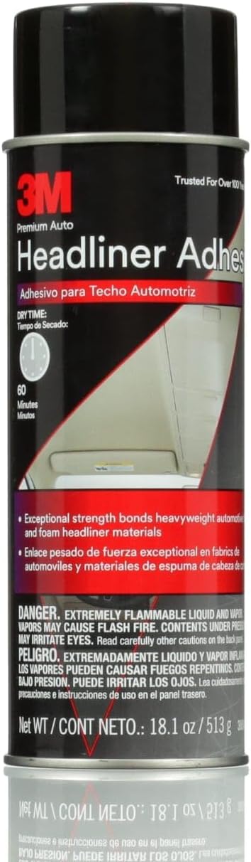 3M Headliner & Fabric Adhesive, 18.1 oz., Exceptional Strength Bonds Heavyweight Automotive Fabrics to Metal Surfaces, For Bonding Headlines