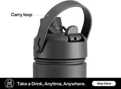 POWCAN 26 oz Insulated Water Bottle with 2-in-1 Straw and Spout Lid, Keep Cold 24H, Leak-Proof, Fits in Car Cup