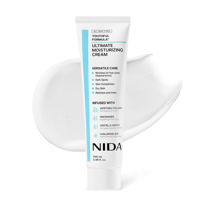 NIDA Youthful Formula Ultimate Moisturizing Cream, Centella Asiatica, Niacinamide, Hyaluronic Acid, Collagen, Wrinkles, Fine Lines, Dark